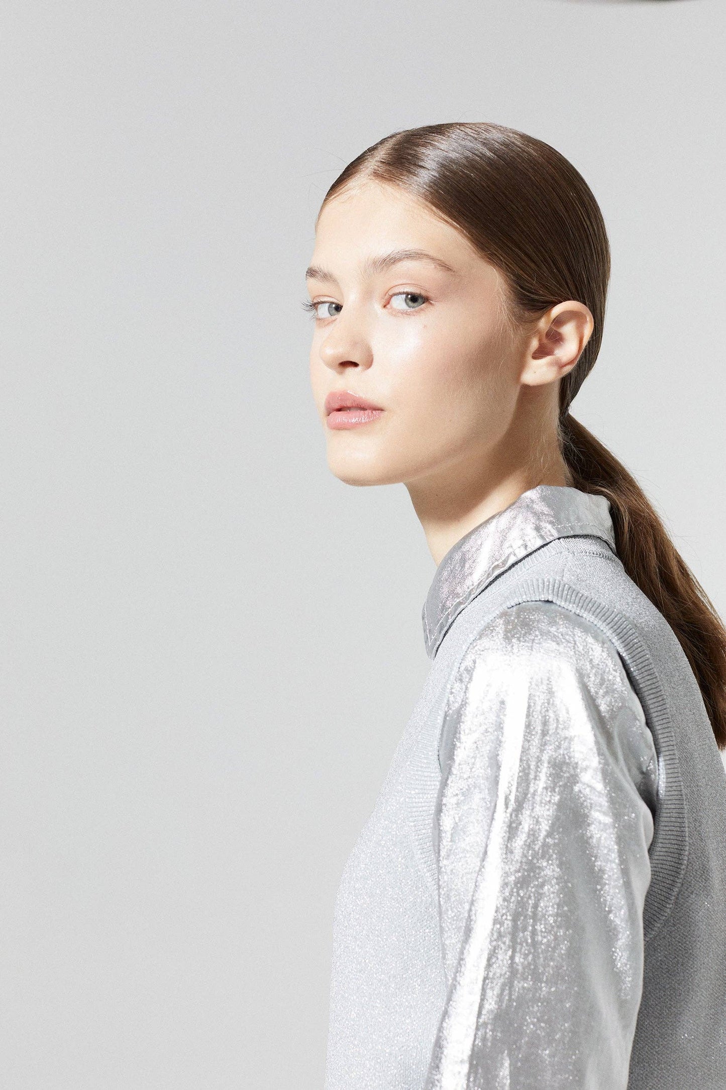 San Marino Metallic Linen Shirt | Silver | M