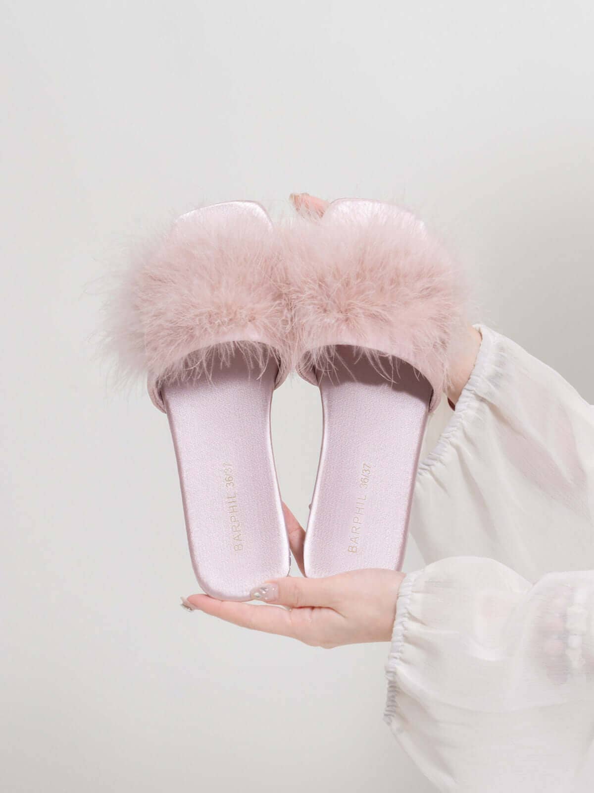 Shoe | Pink Feather Slippers | 5/6