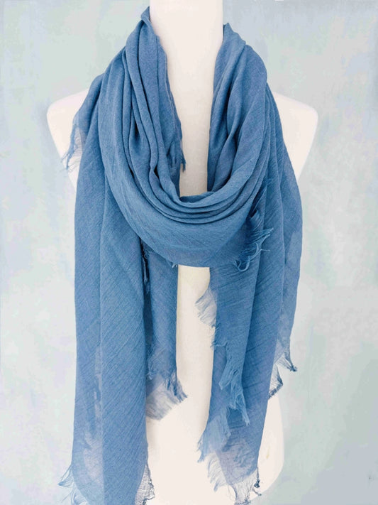 Scarf | Oversized Frayed Blue