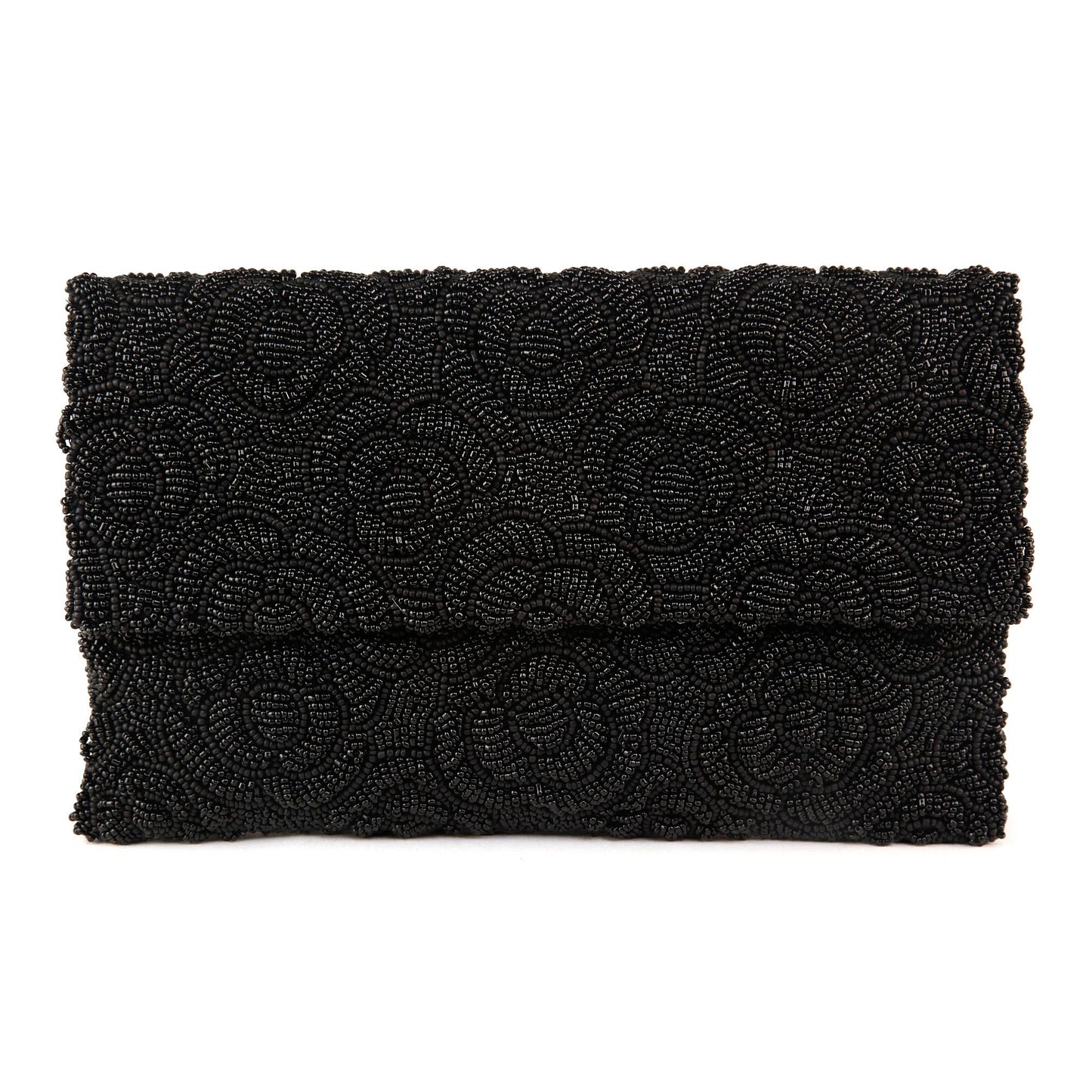 Bag | Beaded Black Clutch + Chain