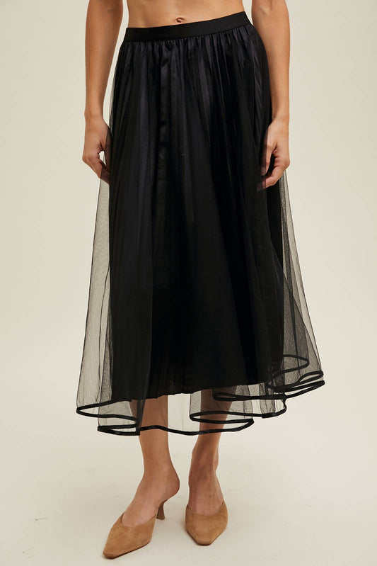 Skirt | Black Tulle Midi | S